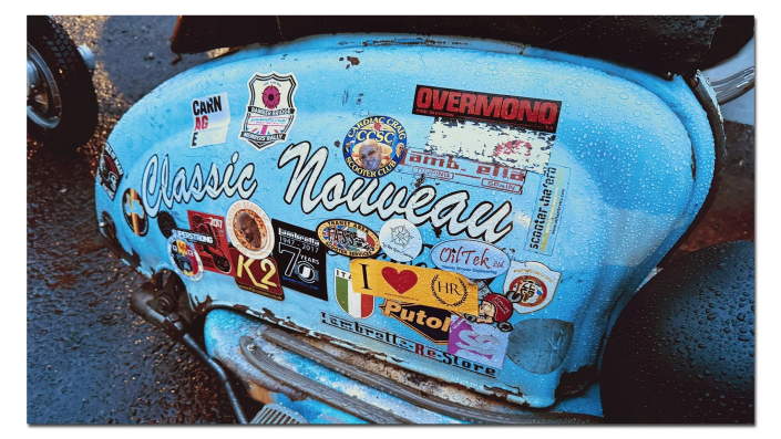813624672_122128494321311200_1307098003699320289_n Classic Nouveau scooter with stickers